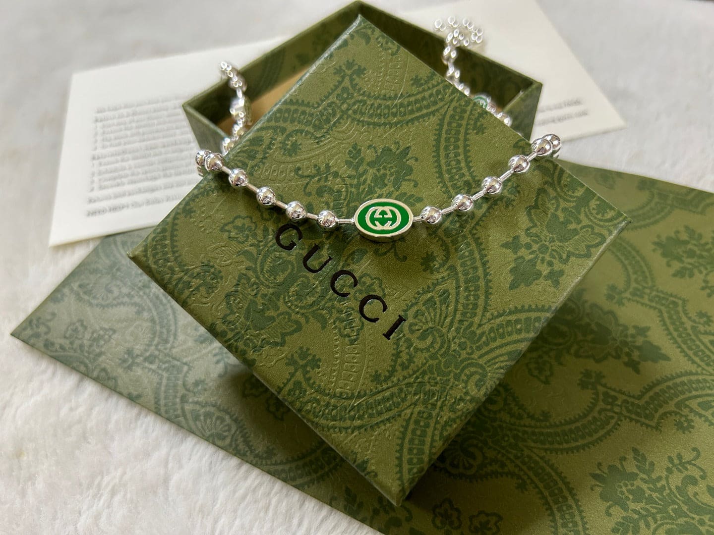 Double Gucci Interlocking Gucci Green Necklace