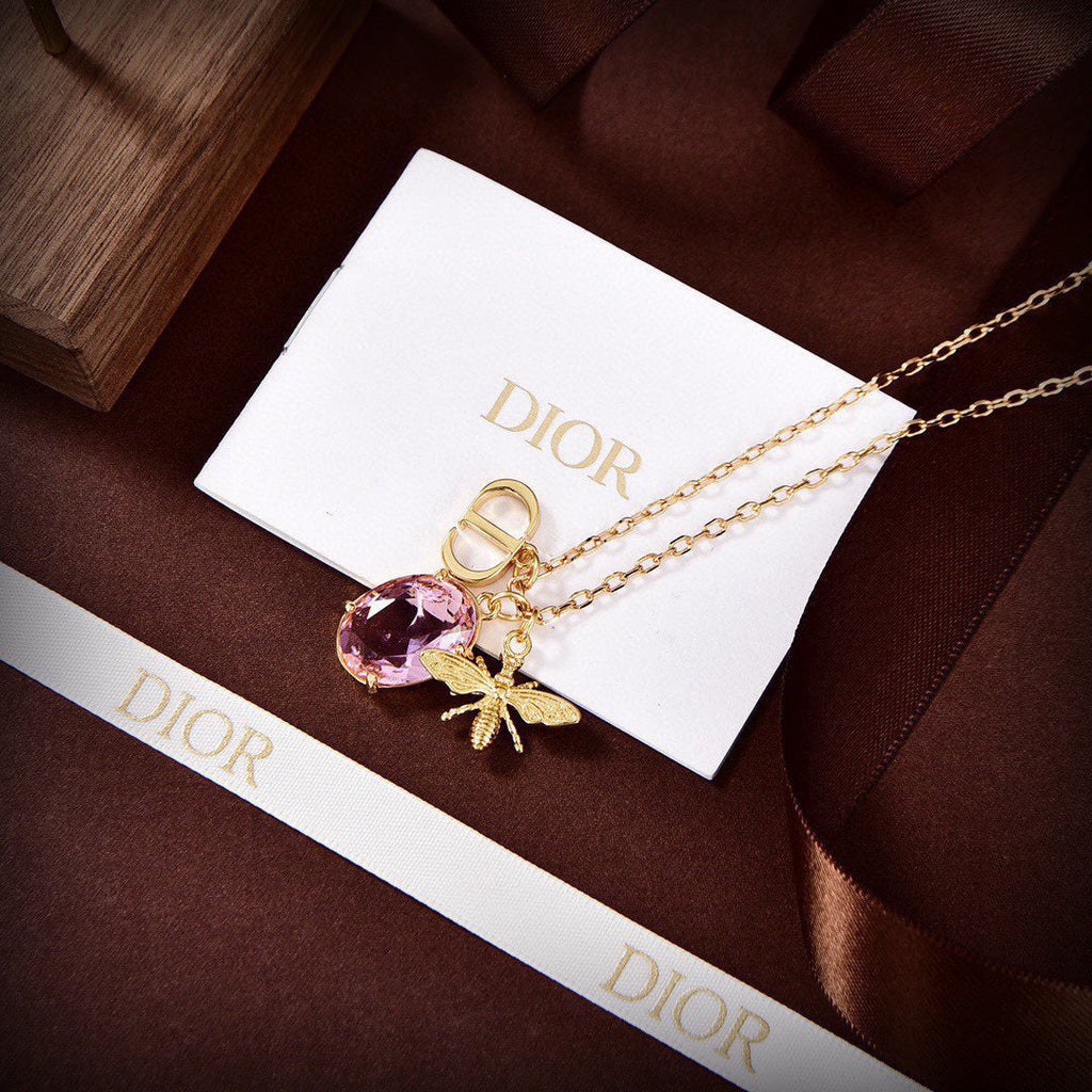 18K Petit Dior Pink Crystal Necklace